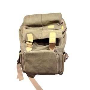 Peacechaos Canvas Camera Backpack Vintage Style Army Green